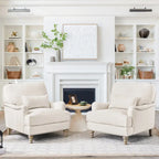 Fauteuil d'appoint moderne avec accoudoirs, structure en bois massif et coussin lombaire, pour salon