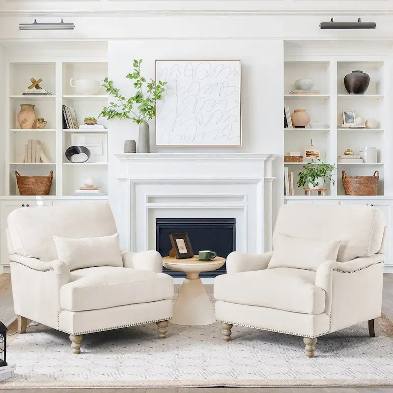 Fauteuil d'appoint moderne avec accoudoirs, structure en bois massif et coussin lombaire, pour salon