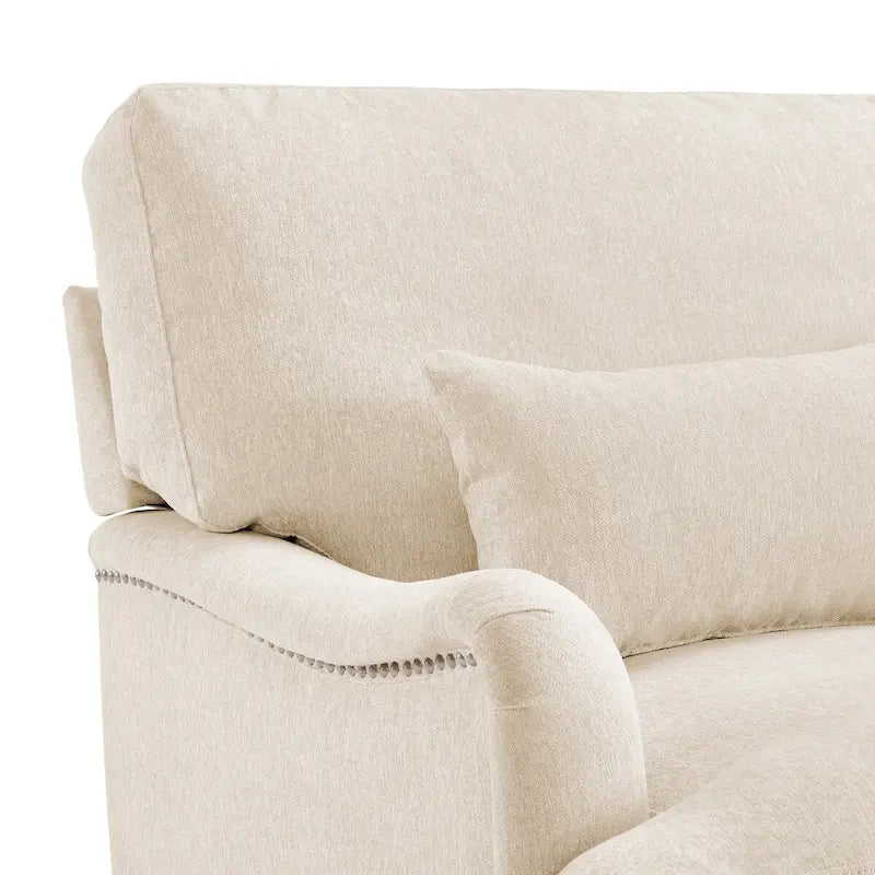 Fauteuil d'appoint moderne avec accoudoirs, structure en bois massif et coussin lombaire, pour salon