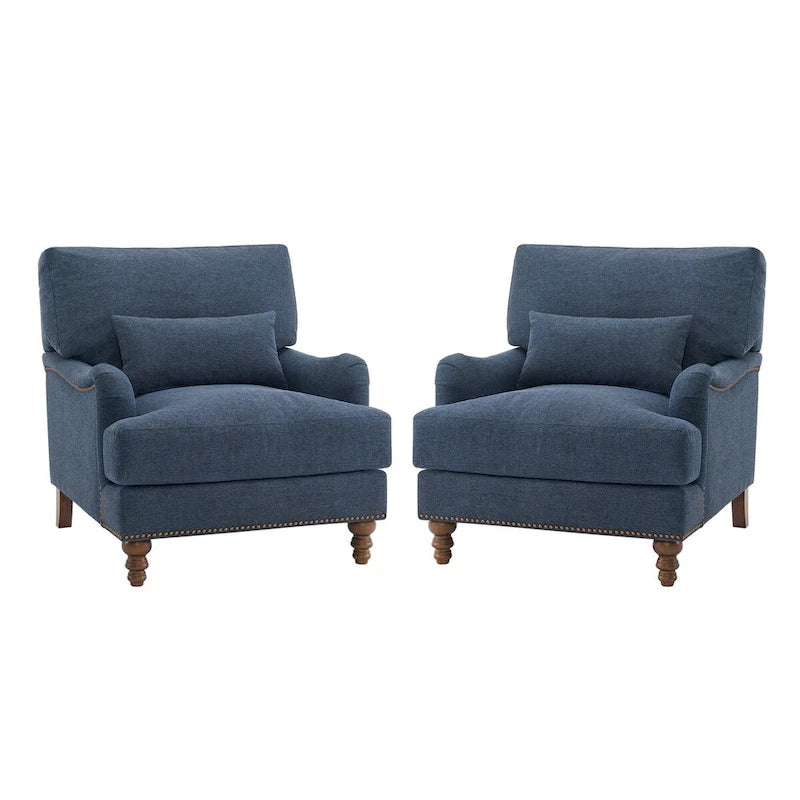 Fauteuil d'appoint moderne avec accoudoirs, structure en bois massif et coussin lombaire, pour salon