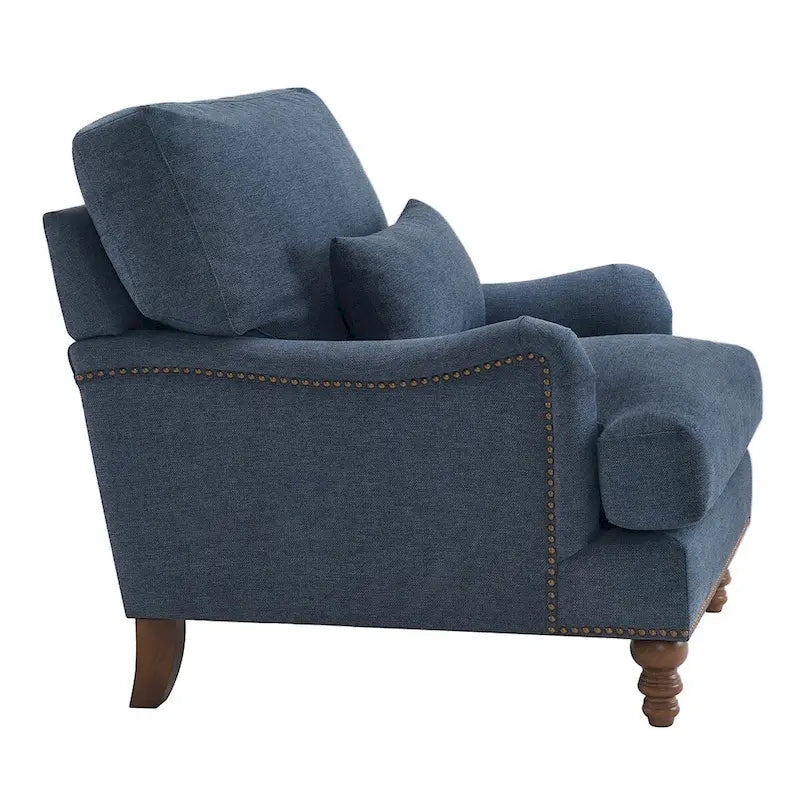 Fauteuil d'appoint moderne avec accoudoirs, structure en bois massif et coussin lombaire, pour salon