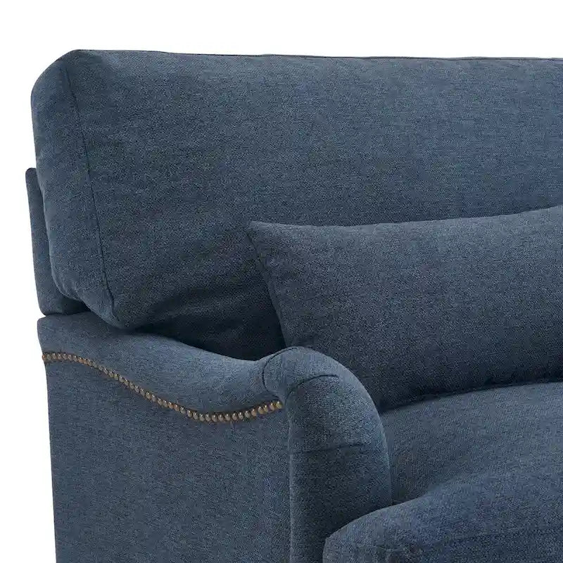 Fauteuil d'appoint moderne avec accoudoirs, structure en bois massif et coussin lombaire, pour salon