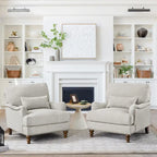 Fauteuil d'appoint moderne avec accoudoirs, structure en bois massif et coussin lombaire, pour salon