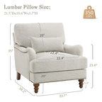 Fauteuil d'appoint moderne avec accoudoirs, structure en bois massif et coussin lombaire, pour salon