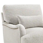 Fauteuil d'appoint moderne avec accoudoirs, structure en bois massif et coussin lombaire, pour salon