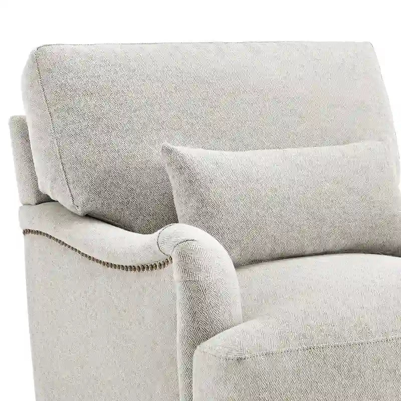 Fauteuil d'appoint moderne avec accoudoirs, structure en bois massif et coussin lombaire, pour salon