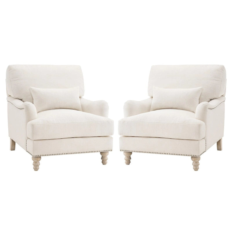 Fauteuil d'appoint moderne avec accoudoirs, structure en bois massif et coussin lombaire, pour salon