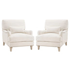 Fauteuil d'appoint moderne avec accoudoirs, structure en bois massif et coussin lombaire, pour salon