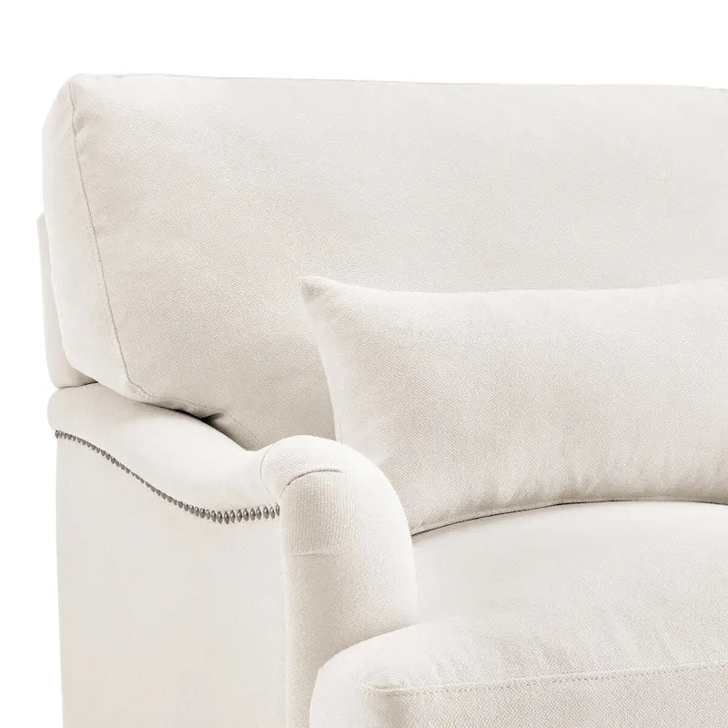 Fauteuil d'appoint moderne avec accoudoirs, structure en bois massif et coussin lombaire, pour salon
