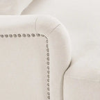 Fauteuil d'appoint moderne avec accoudoirs, structure en bois massif et coussin lombaire, pour salon