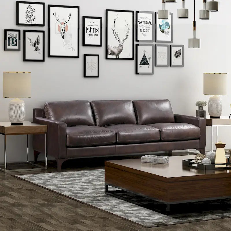 Canapé Sorrento de Poly &amp; Bark - Cuir italien pleine fleur véritable