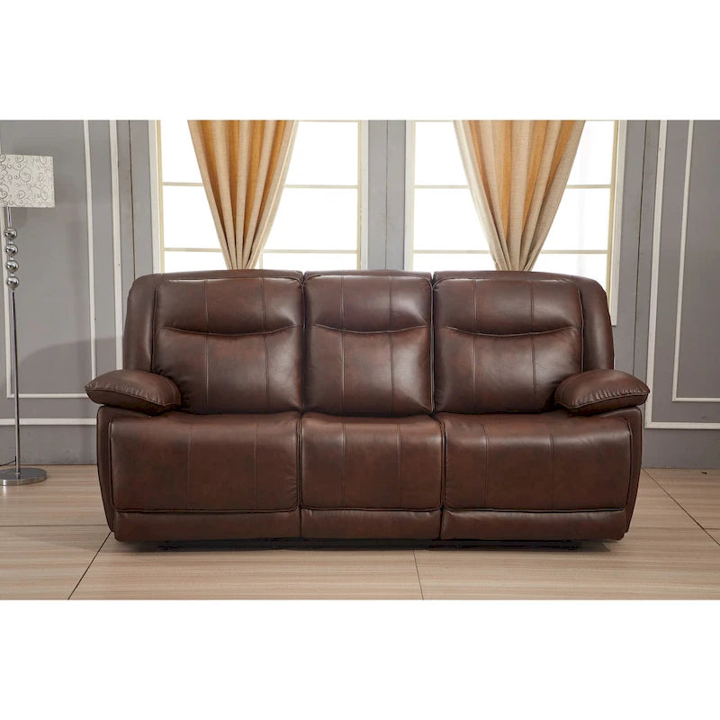 Betsy Furniture Bonded Leather Manual Rclining 3-seat Sofa Couch 8006