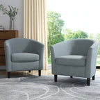 Ensemble de 2 fauteuils d'appoint modernes rembourrés en forme de tonneau, pieds en bois