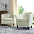 Ensemble de 2 fauteuils d'appoint modernes rembourrés en forme de tonneau, pieds en bois