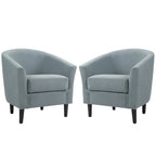 Ensemble de 2 fauteuils d'appoint modernes rembourrés en forme de tonneau, pieds en bois