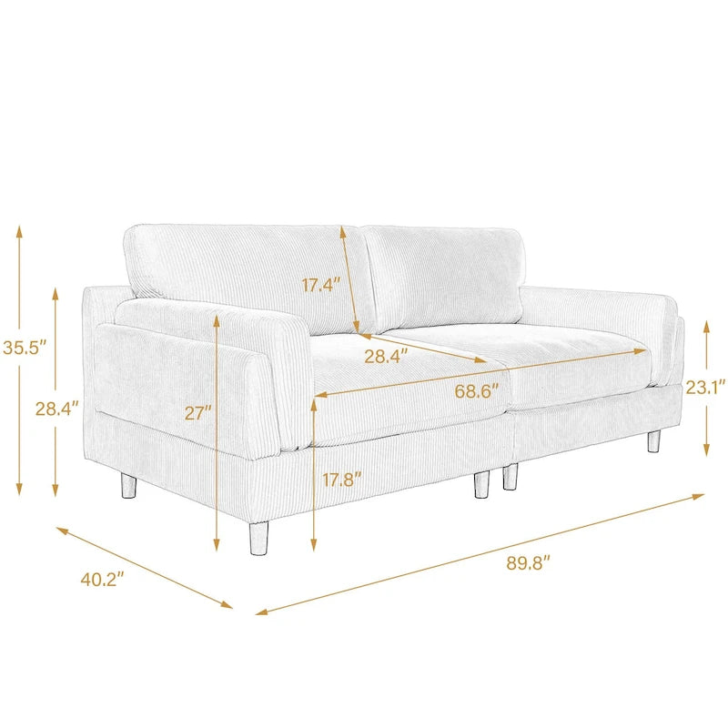 Canapé profond de 90 pouces, confortable pour le salon