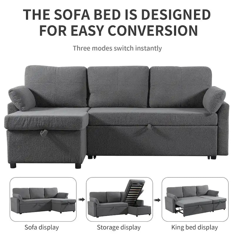 Canapé-lit gigogne avec méridienne de rangement, canapé-lit d'angle en forme de L