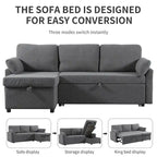 Canapé-lit gigogne avec méridienne de rangement, canapé-lit d'angle en forme de L