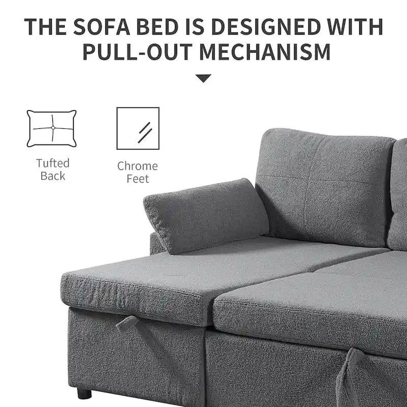 Canapé-lit gigogne avec méridienne de rangement, canapé-lit d'angle en forme de L