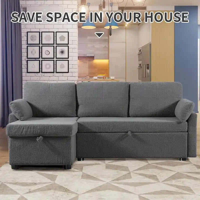Canapé-lit gigogne avec méridienne de rangement, canapé-lit d'angle en forme de L