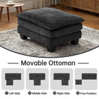 Canapé d'angle modulable, canapé d'angle confortable avec pouf, canapé-lit profond pour salon