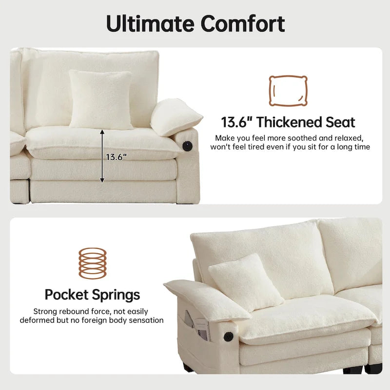 Canapé d'angle modulable, canapé d'angle confortable avec pouf, canapé-lit profond pour salon