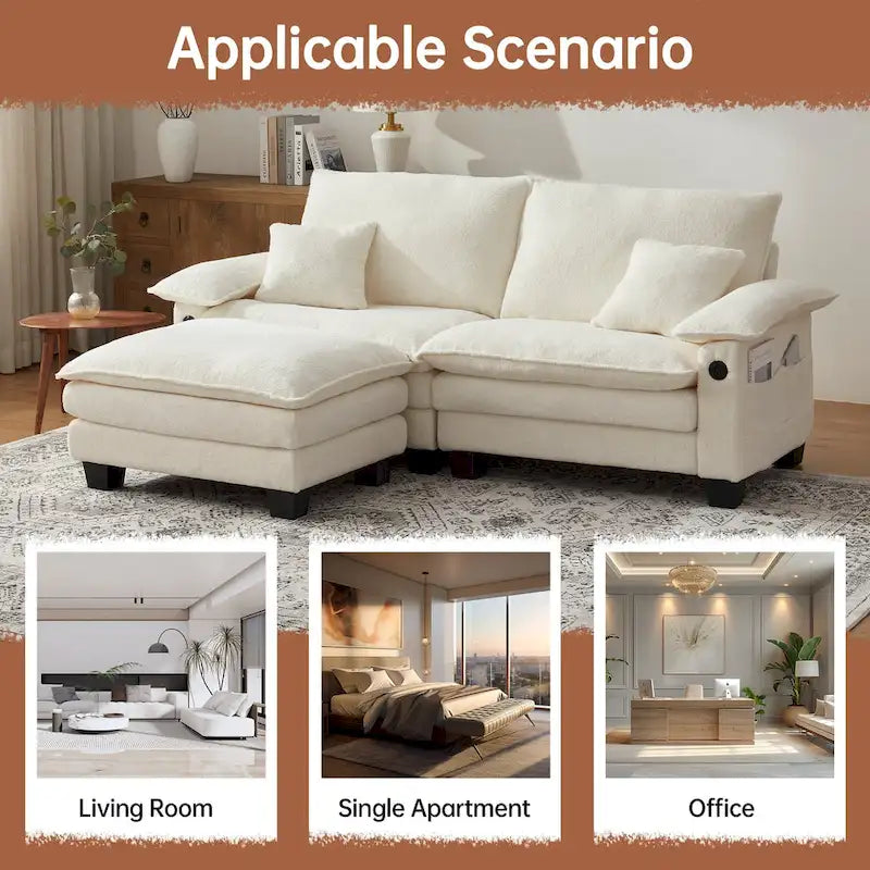 Canapé d'angle modulable, canapé d'angle confortable avec pouf, canapé-lit profond pour salon