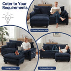 Canapé d'angle modulable, canapé d'angle confortable avec pouf, canapé-lit profond pour salon