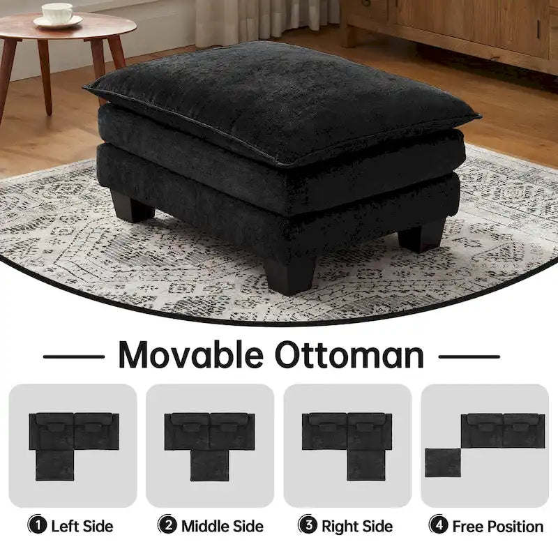 Canapé d'angle modulable, canapé d'angle confortable avec pouf, canapé-lit profond pour salon