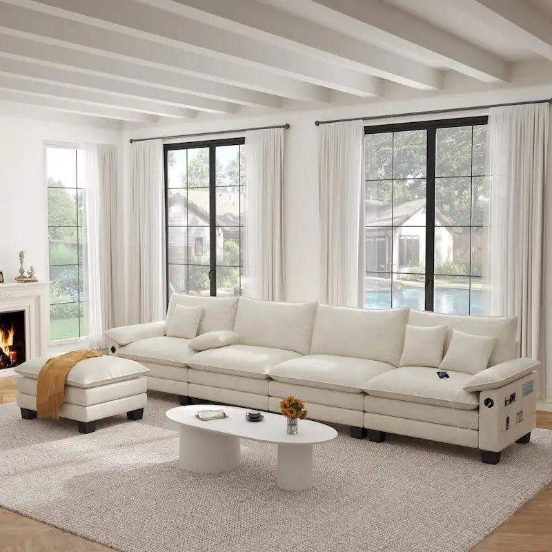 Canapé-lit modulable 5 places, canapé convertible en L pour salon