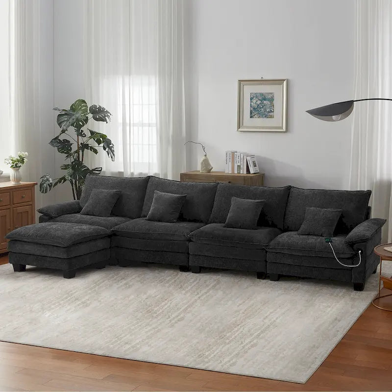 5 Seat Modular Sofa Sleeper Couch Set Convertible L Shaped Sofa Couch for Living Room