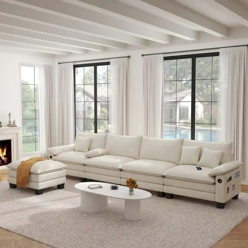 Canapé-lit modulable 5 places, canapé convertible en L pour salon