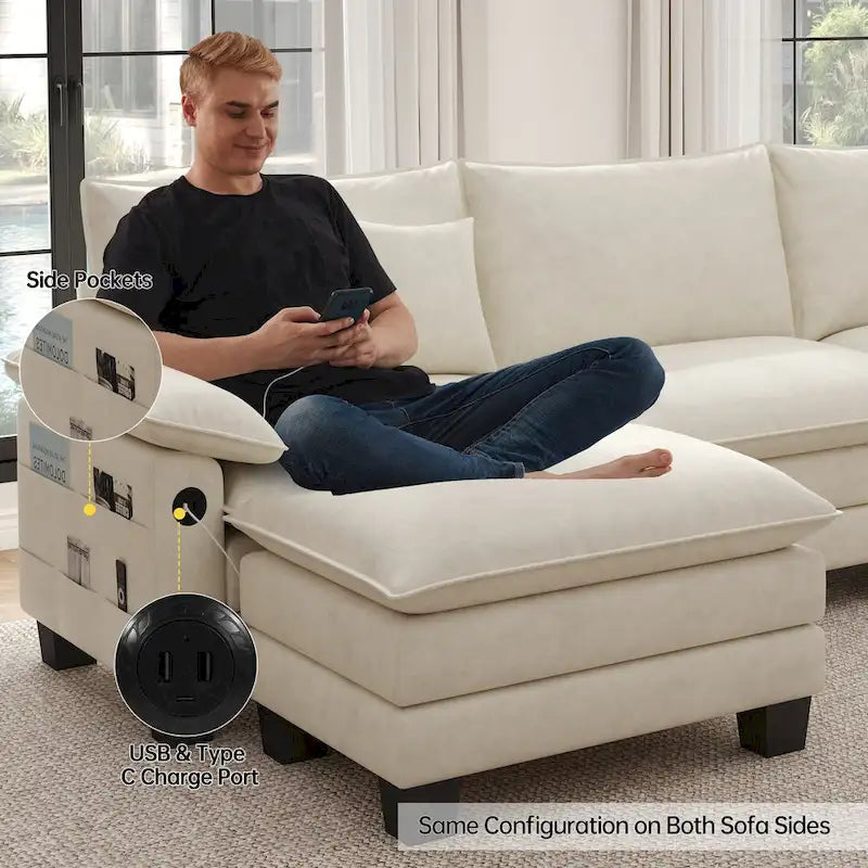 Canapé-lit modulable 5 places, canapé convertible en L pour salon