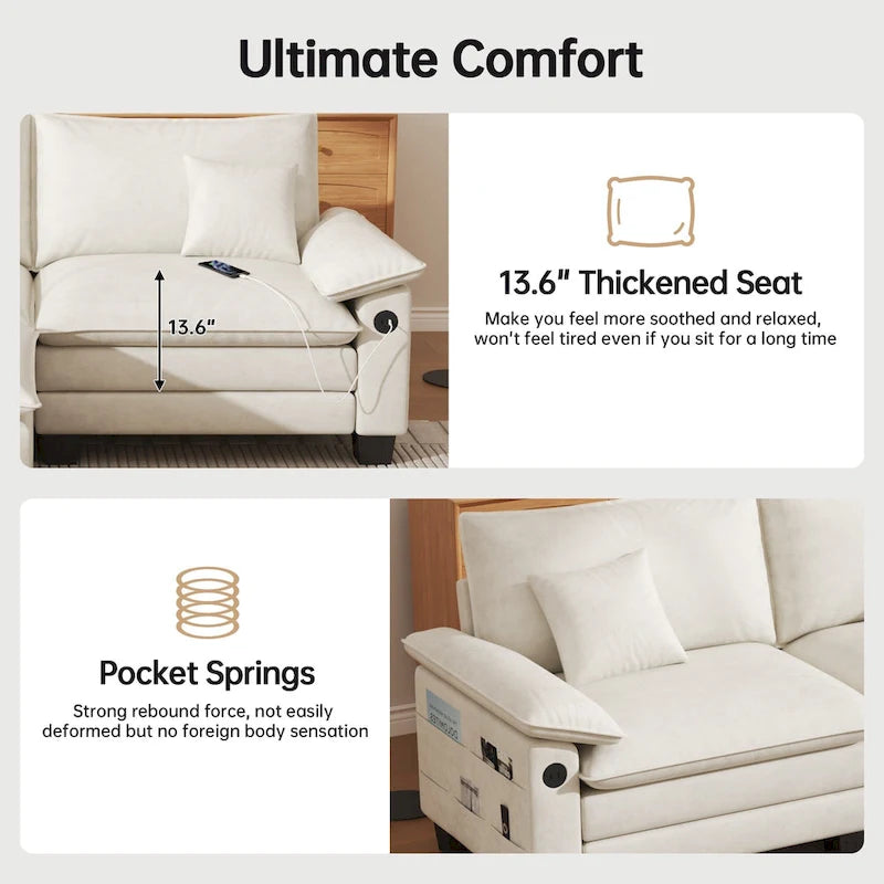 Canapé-lit modulable 5 places, canapé convertible en L pour salon