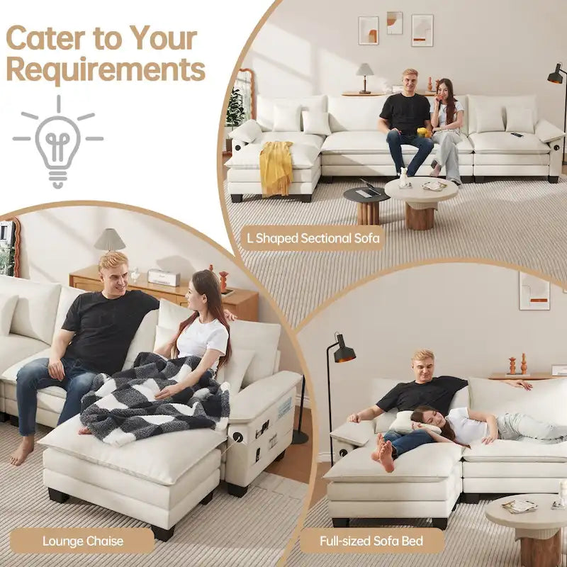 Canapé-lit modulable 5 places, canapé convertible en L pour salon