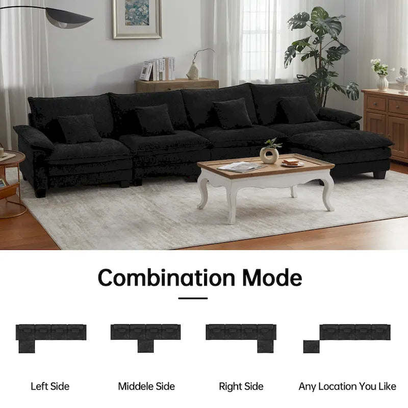 Canapé-lit modulable 5 places, canapé convertible en L pour salon