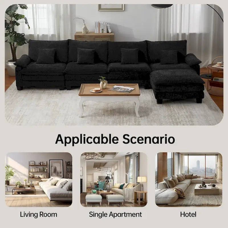 Canapé-lit modulable 5 places, canapé convertible en L pour salon