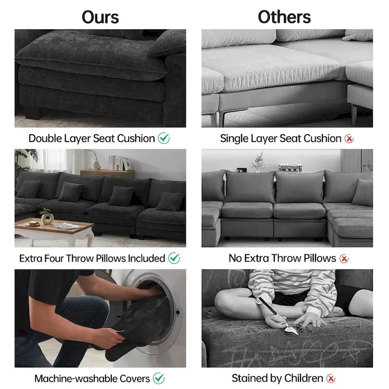 Canapé-lit modulable 5 places, canapé convertible en L pour salon