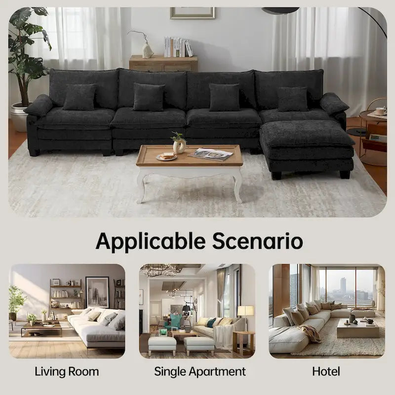 Canapé-lit modulable 5 places, canapé convertible en L pour salon