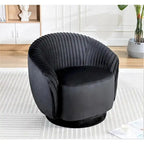 Fauteuil pivotant moderne en forme de tonneau avec revêtement en velours moelleux et rotation fluide à 360° - Canapé d'appoint rond une place