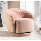 Fauteuil pivotant moderne en forme de tonneau avec revêtement en velours moelleux et rotation fluide à 360° - Canapé d'appoint rond une place