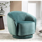 Fauteuil pivotant moderne en forme de tonneau avec revêtement en velours moelleux et rotation fluide à 360° - Canapé d'appoint rond une place