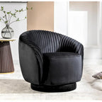 Modern Barrel Swivel Chair with Plush Velvet Upholstery and Smooth 360 Rotation Round Accent One-Seater Sofa