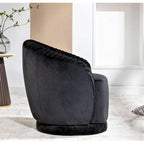 Fauteuil pivotant moderne en forme de tonneau avec revêtement en velours moelleux et rotation fluide à 360° - Canapé d'appoint rond une place