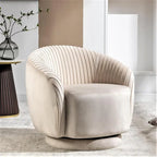 Fauteuil pivotant moderne en forme de tonneau avec revêtement en velours moelleux et rotation fluide à 360° - Canapé d'appoint rond une place