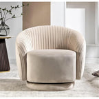 Fauteuil pivotant moderne en forme de tonneau avec revêtement en velours moelleux et rotation fluide à 360° - Canapé d'appoint rond une place