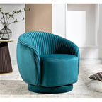 Fauteuil pivotant moderne en forme de tonneau avec revêtement en velours moelleux et rotation fluide à 360° - Canapé d'appoint rond une place