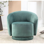 Fauteuil pivotant moderne en forme de tonneau avec revêtement en velours moelleux et rotation fluide à 360° - Canapé d'appoint rond une place