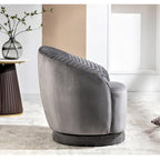 Fauteuil pivotant moderne en forme de tonneau avec revêtement en velours moelleux et rotation fluide à 360° - Canapé d'appoint rond une place