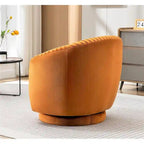 Fauteuil pivotant moderne en forme de tonneau avec revêtement en velours moelleux et rotation fluide à 360° - Canapé d'appoint rond une place